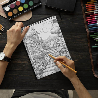 LBKHOUSE Garden Country Coloring Book Spiral Bound for Adults