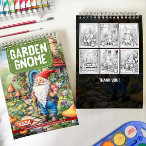 LBKHOUSE Garden Gnomes Spiral Coloring Book for Adult