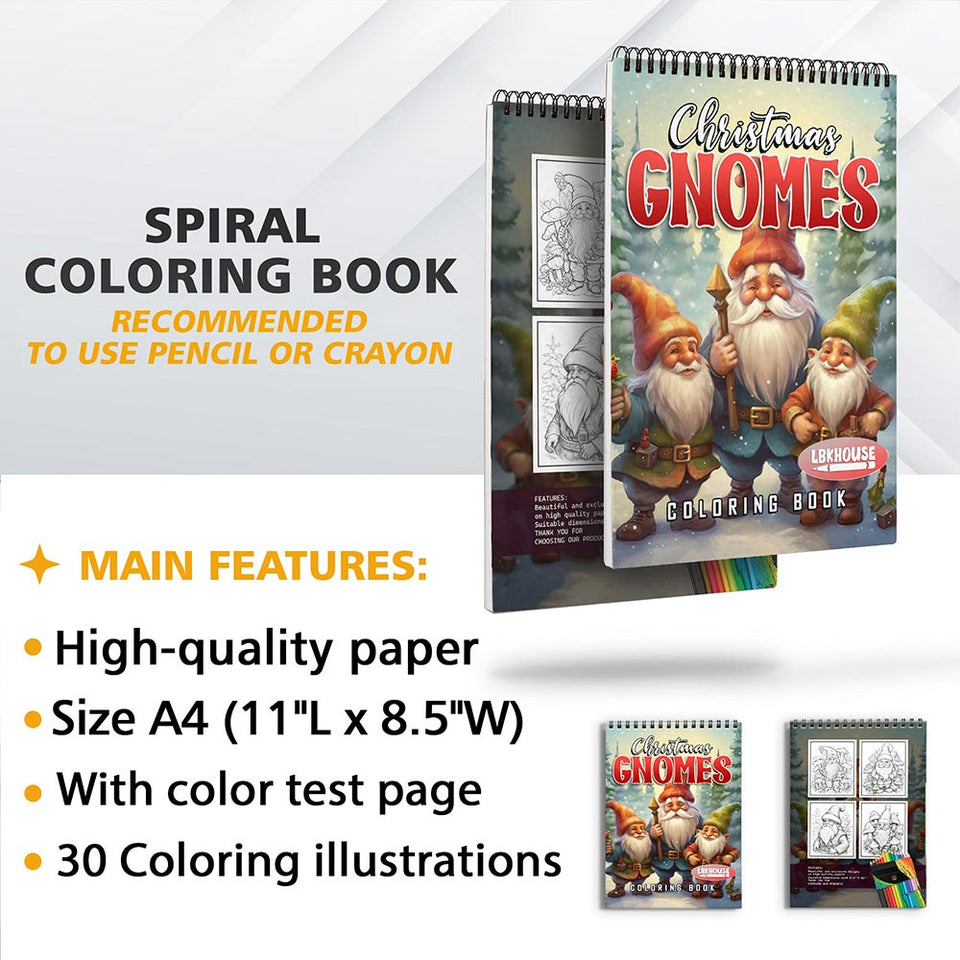 LBKHOUSE Gnomes Christmas Coloring Sheets For Adults