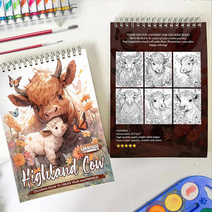 LBKHOUSE Highland Cow Spiral Coloring Book for Adults