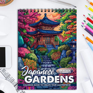 LBKHOUSE Japanese Gardens Coloring Book for Adult