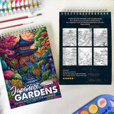 LBKHOUSE Japanese Gardens Spiral Coloring Book for Adult