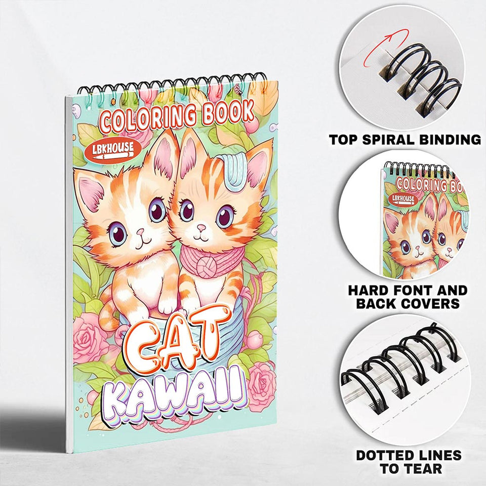 LBKHOUSE Kawaii Cat Coloring Pages for Adult