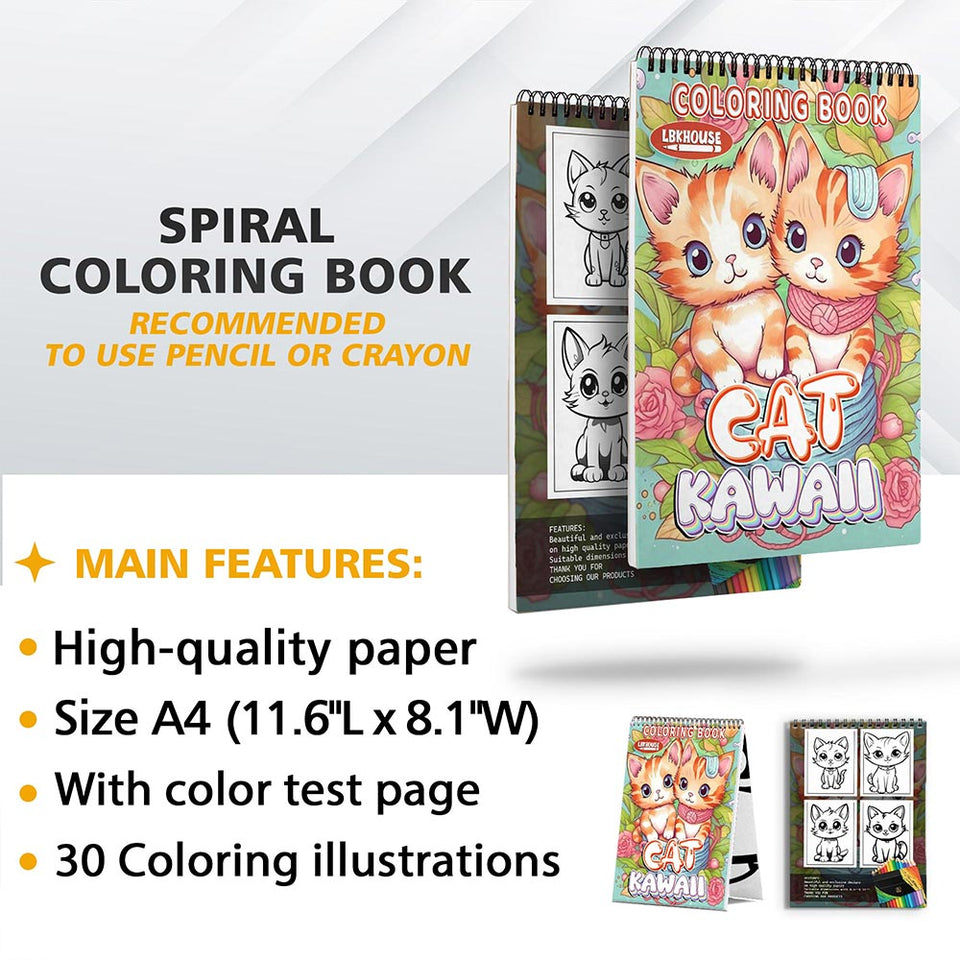 LBKHOUSE Kawaii Cat Coloring Sheets for Adult