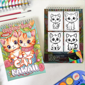 LBKHOUSE Kawaii Cat Spiral Coloring Book for Adult