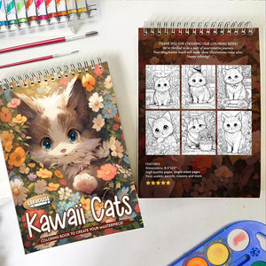 LBKHOUSE Kawaii Cats Spiral Coloring Book for Adults