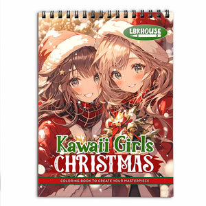 LBKHOUSE Kawaii Girls Christmas Coloring Book for Adults