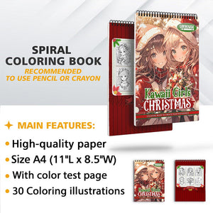 LBKHOUSE Kawaii Girls Christmas Coloring Sheets for Adults