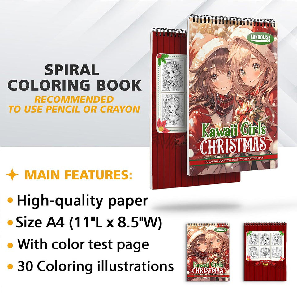 LBKHOUSE Kawaii Girls Christmas Coloring Sheets for Adults