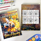 LBKHOUSE Large Print Bees and Flowers Spiral Coloring Book for Adult