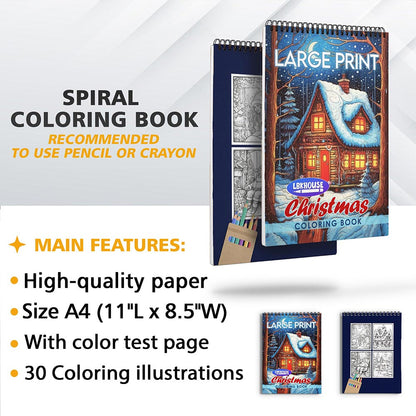 LBKHOUSE Large Print Christmas Coloring Sheets for Adults