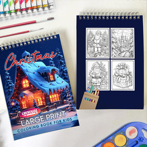 LBKHOUSE Large Print Christmas Spiral Coloring Book for Adults