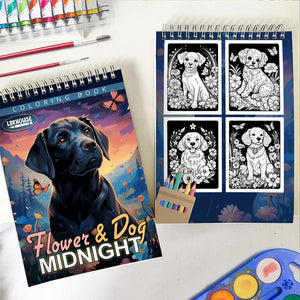 LBKHOUSE Midnight Dog and Flower Spiral Coloring Book for Adult