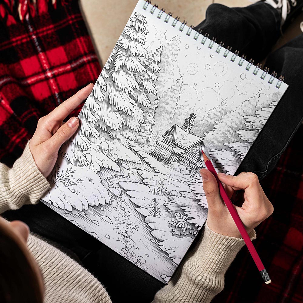 LBKHOUSE Mountains Christmas Spiral Bound Coloring Book For Adults