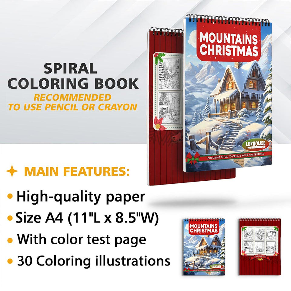 LBKHOUSE Mountains Christmas Coloring Sheets for Adults