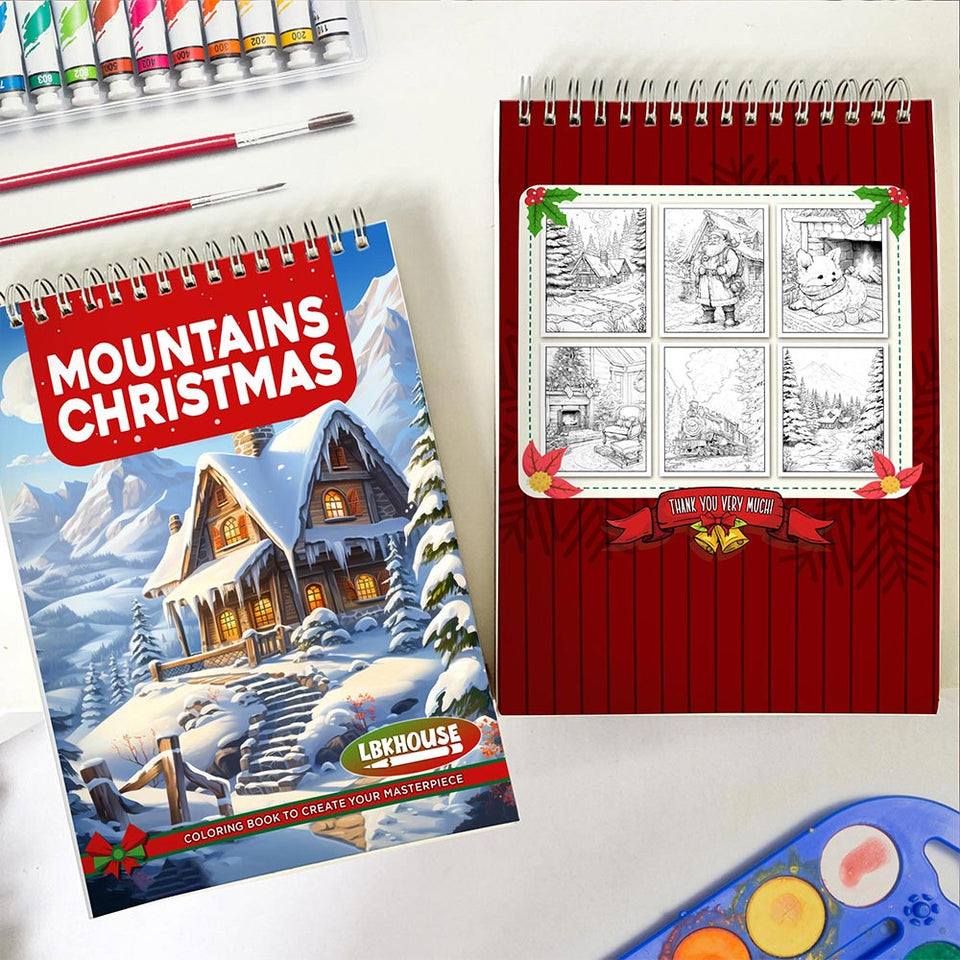 LBKHOUSE Mountains Christmas Spiral Coloring Book for Adults