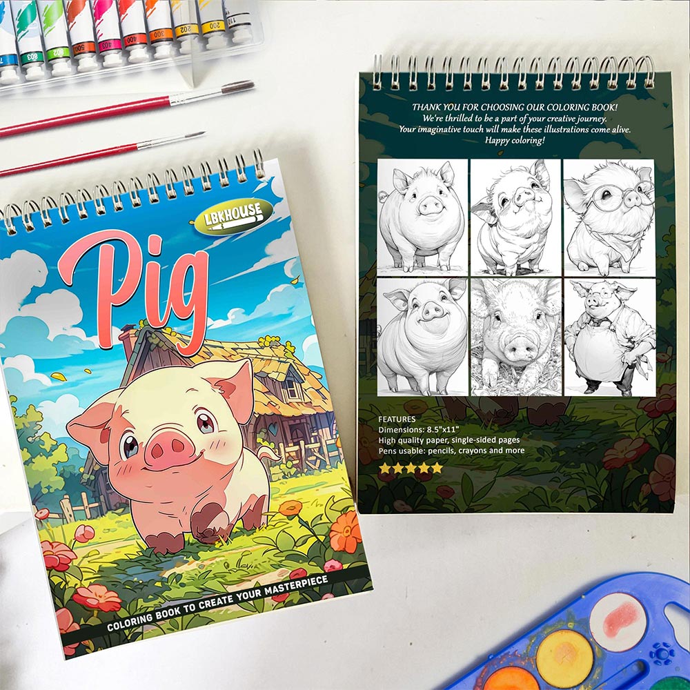 LBKHOUSE Pig Spiral Coloring Book for Adults