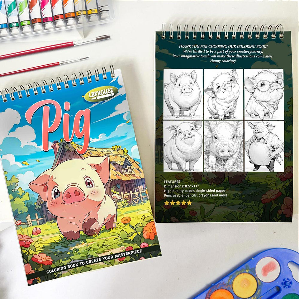 LBKHOUSE Pig Spiral Coloring Book for Adults