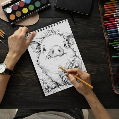 LBKHOUSE Pig Coloring Book Spiral Bound for Adults