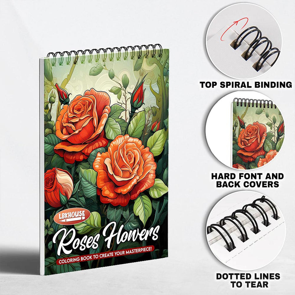 LBKHOUSE Roses Flowers Coloring Pages for Adults