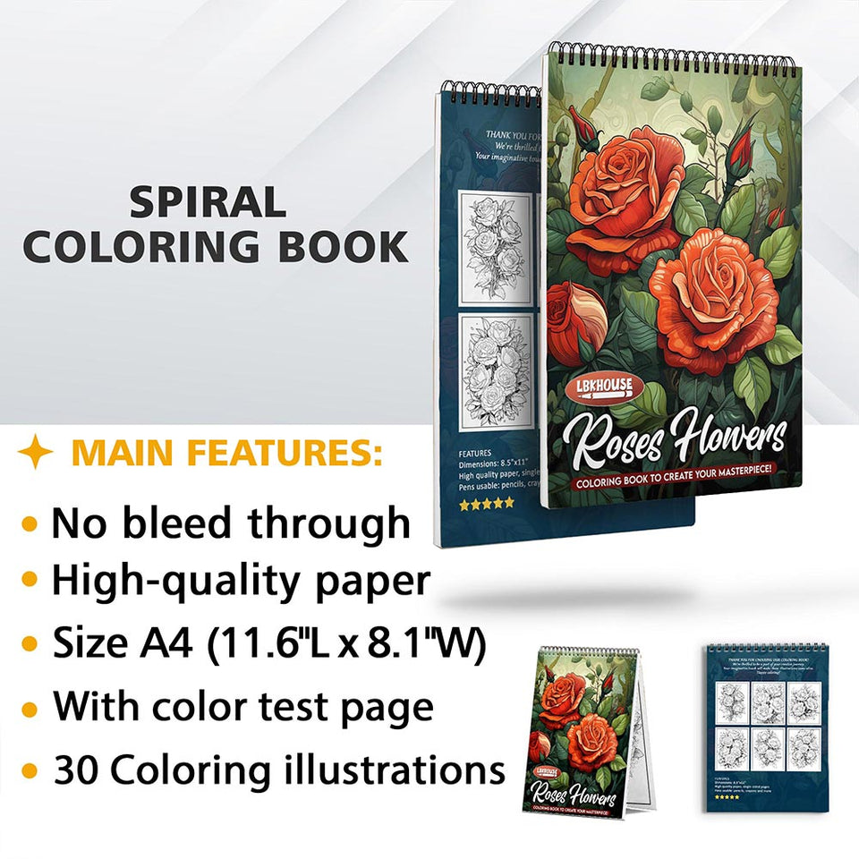 LBKHOUSE Roses Flowers Coloring Sheets for Adults