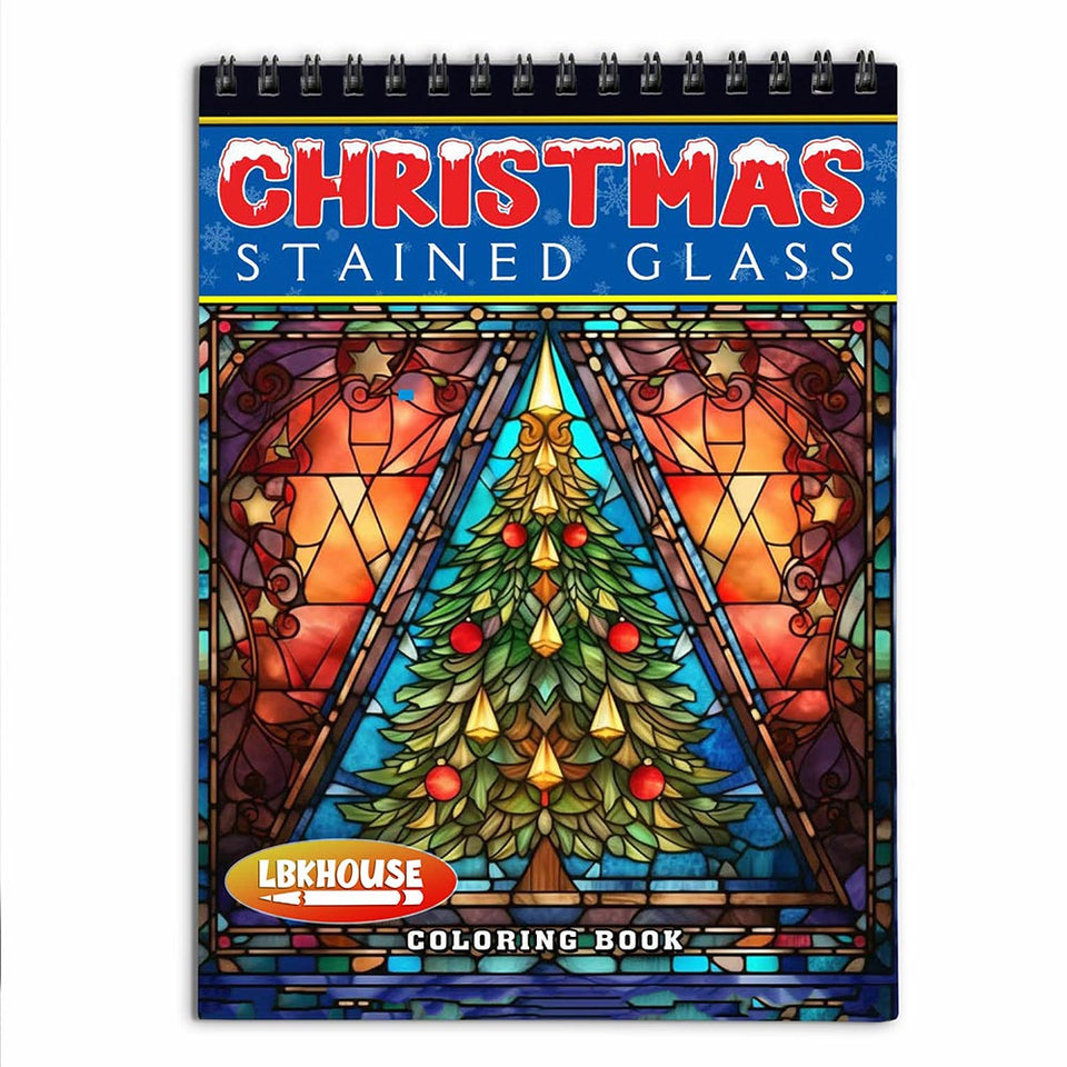 LBKHOUSE Stained Glass Christmas Coloring Book for Adults