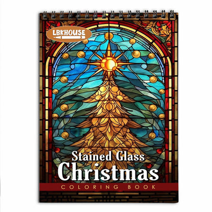 LBKHOUSE Stained Glass Christmas Coloring Book for Adults