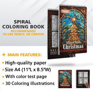 LBKHOUSE Stained Glass Christmas Coloring Sheets for Adults