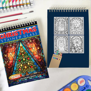 LBKHOUSE Stained Glass Christmas Spiral Coloring Book for Adults