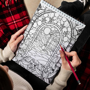 LBKHOUSE Stained Glass Christmas Spiral Bound  Coloring Book for Adults