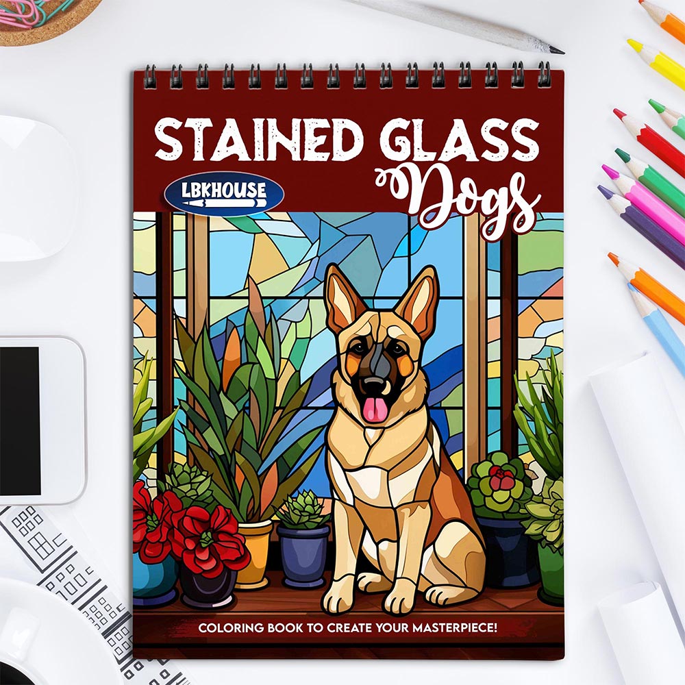 LBKHOUSE Stained Glass Dogs Coloring Book for Adult