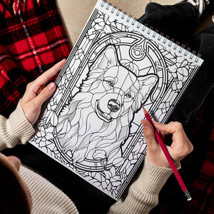 LBKHOUSE Stained Glass Dogs Spiral Bound Coloring Book for Adult