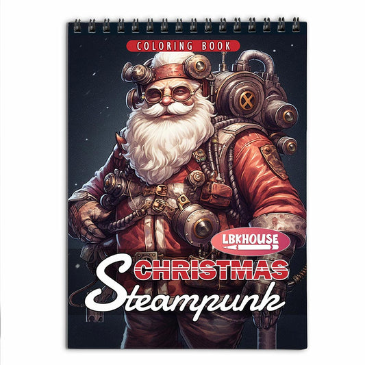LBKHOUSE Steampunk Christmas Coloring Book for Adults
