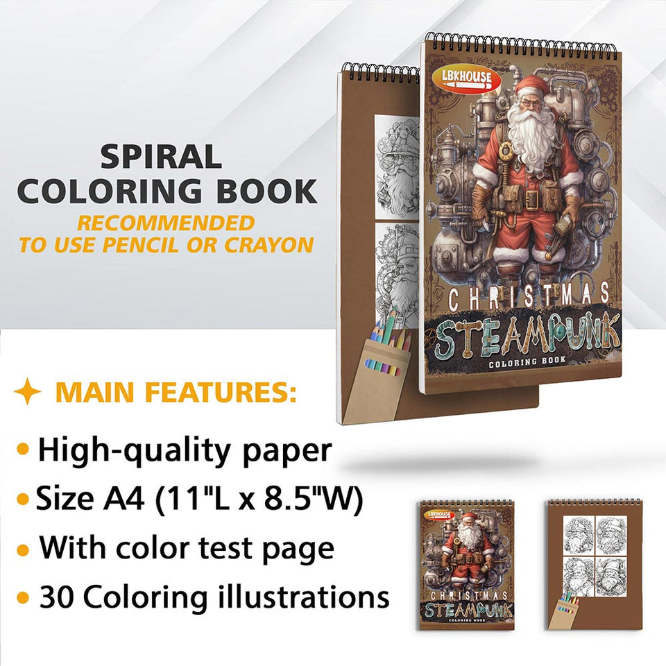 LBKHOUSE Steampunk Christmas Coloring Sheets for Adults