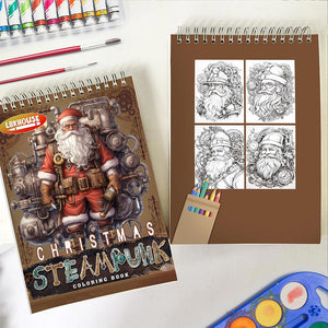 LBKHOUSE Steampunk Christmas Spiral Coloring Book for Adults