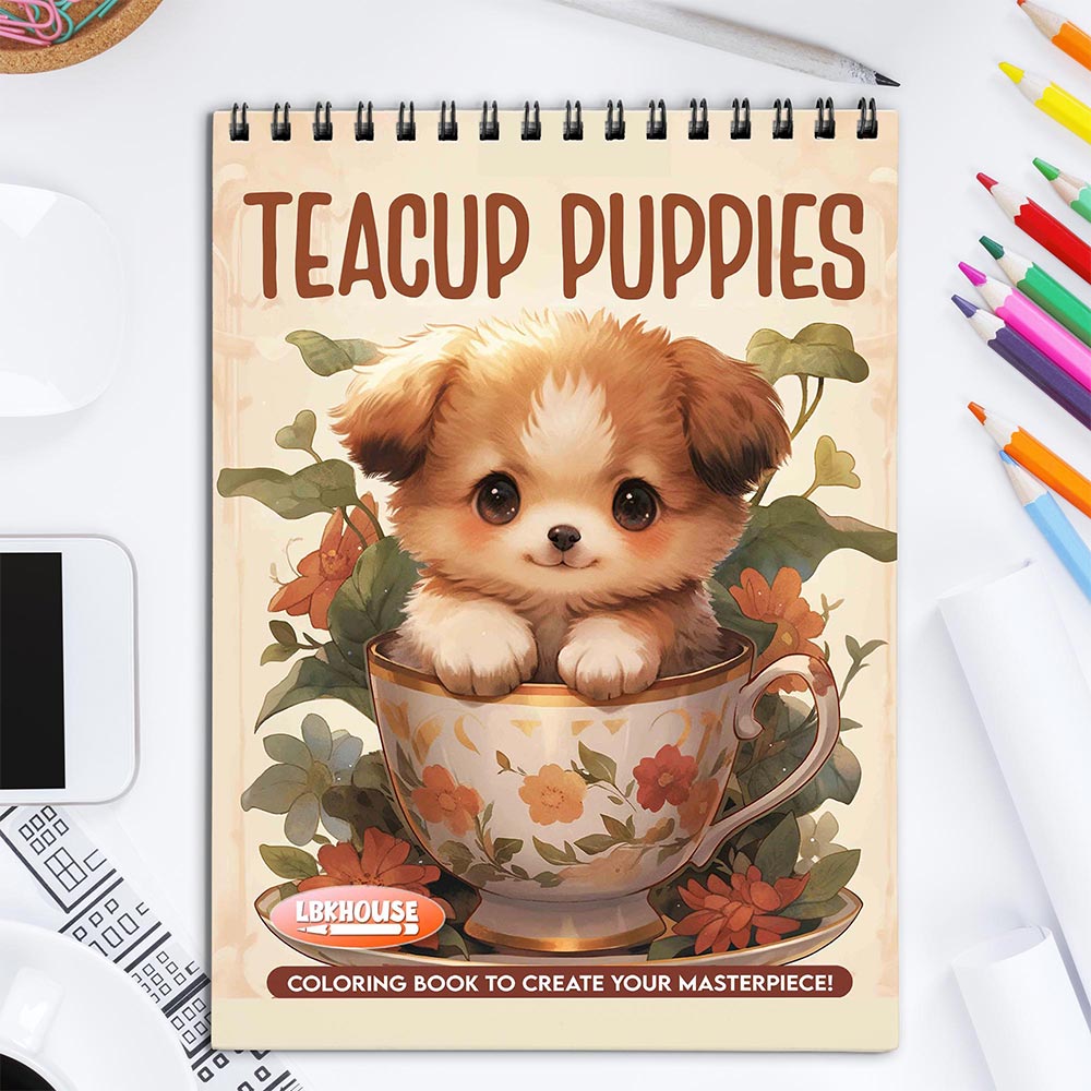 LBKHOUSE Teacup Puppies Coloring Book for Adult