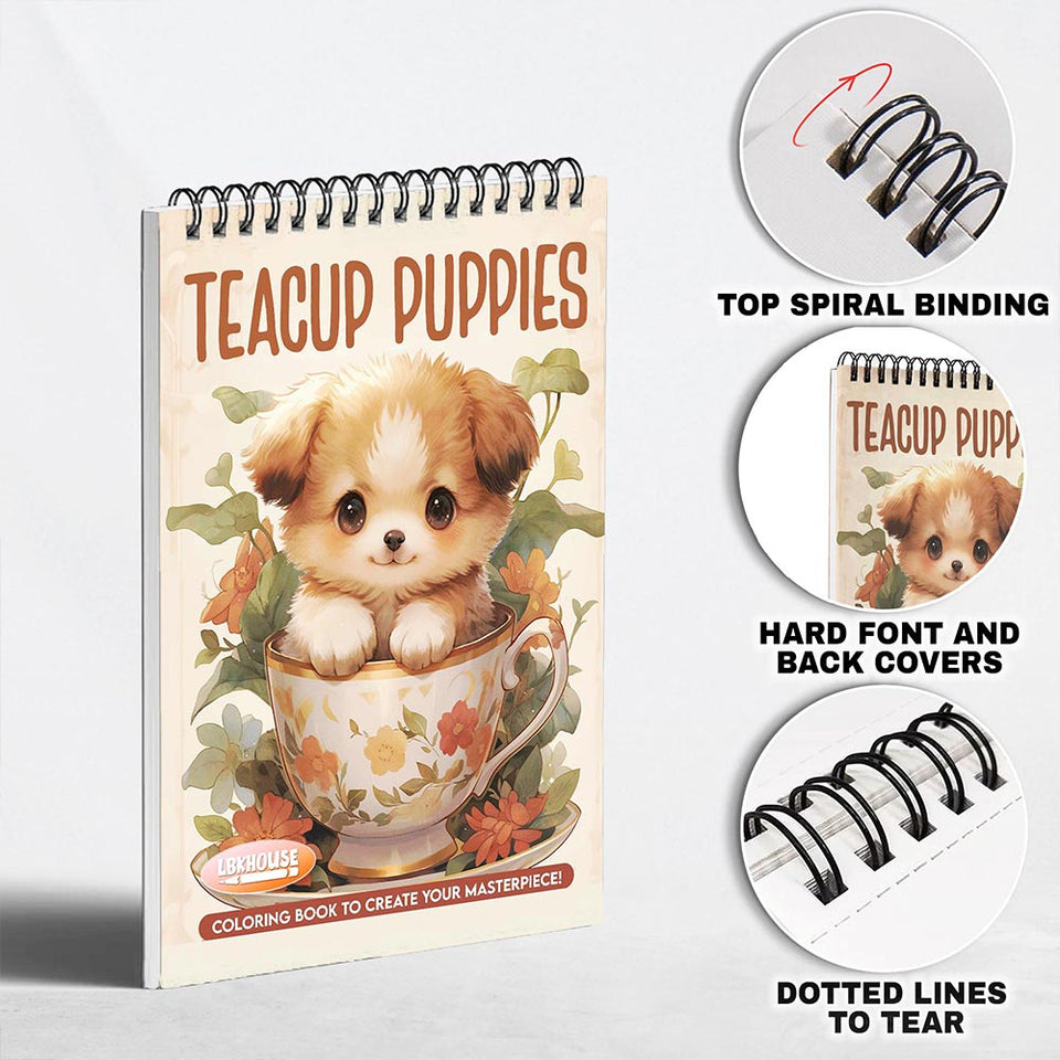 LBKHOUSE Teacup Puppies Coloring Pages for Adult