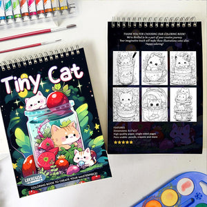 LBKHOUSE Tiny Cat Spiral Coloring Book for Adult