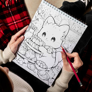 LBKHOUSE Tiny Cat Spiral Bound Coloring Book for Adult