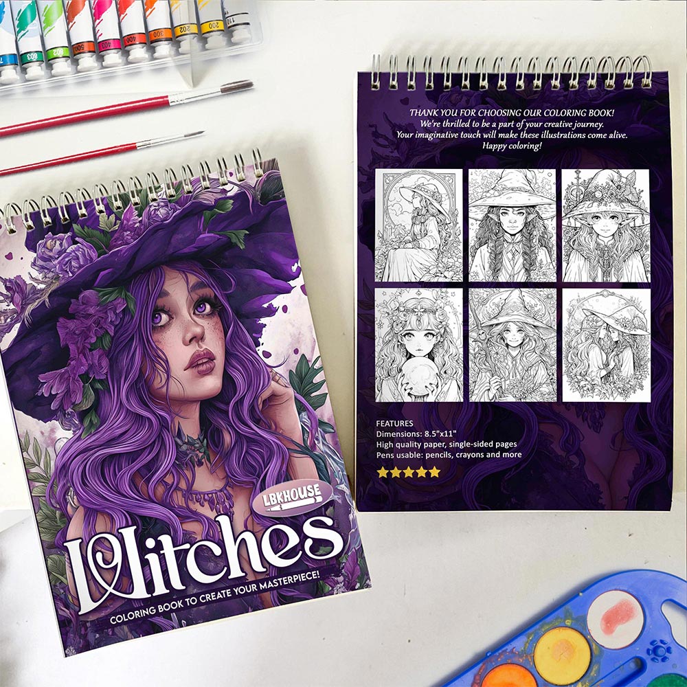 LBKHOUSE Witches Spiral Coloring Book for Adult