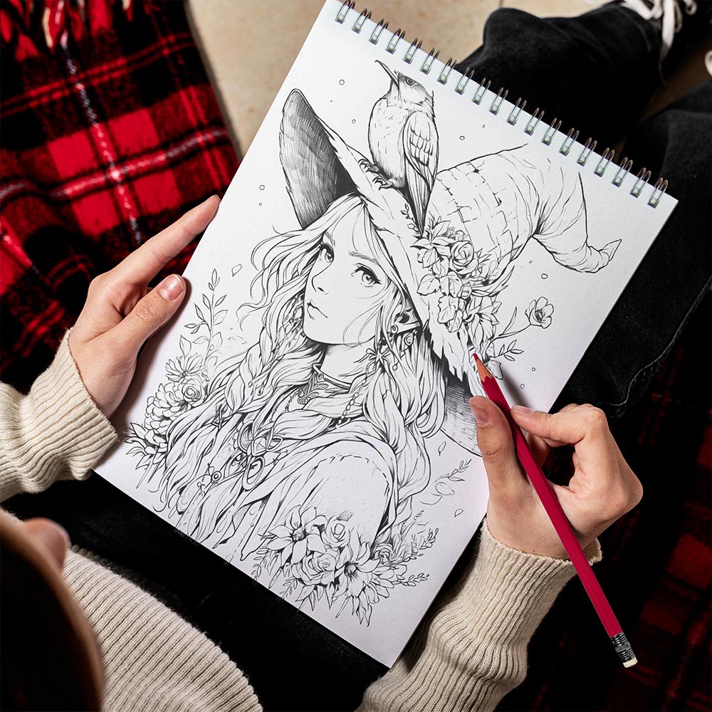 LBKHOUSE Witches Spiral Bound Coloring Book for Adult