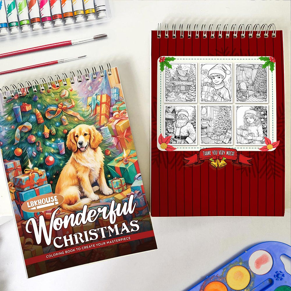 LBKHOUSE Wonderful Christmas Spiral Coloring Book For Adults