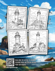 Lighthouse 30 Pages Printable Coloring Book