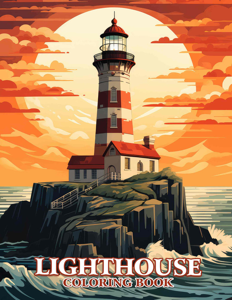 Lighthouse 30 Pages Printable Coloring Book