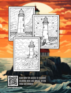 Lighthouse 30 Pages Printable Coloring Book