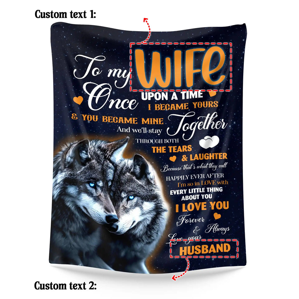 Personalized Wife Blanket From Husband – Wolf Couple Romantic Gift