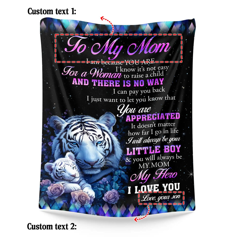 Personalized Mom Blanket – White Tiger Custom Gift