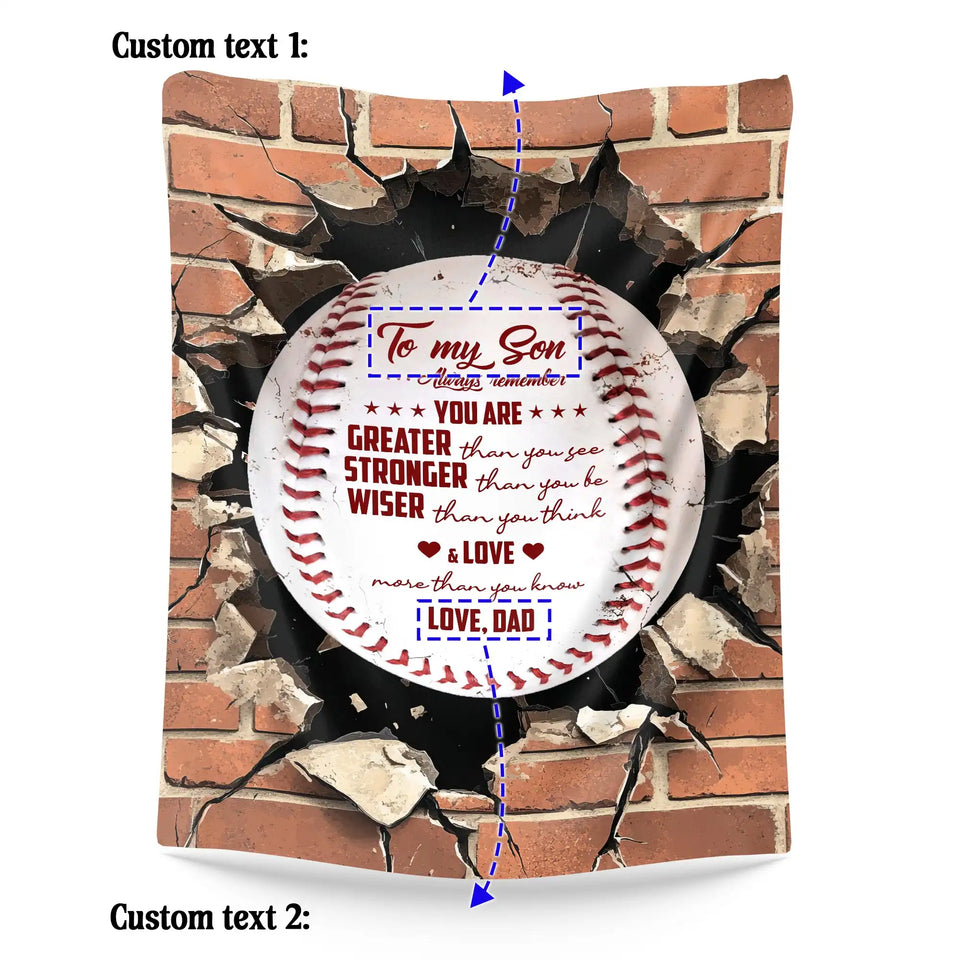 Personalized Son Baseball Blanket From Dad – Inspirational Sports Gift