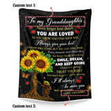 Personalized Granddaughter Blanket From Grandma – Sunflower Inspirational Gift