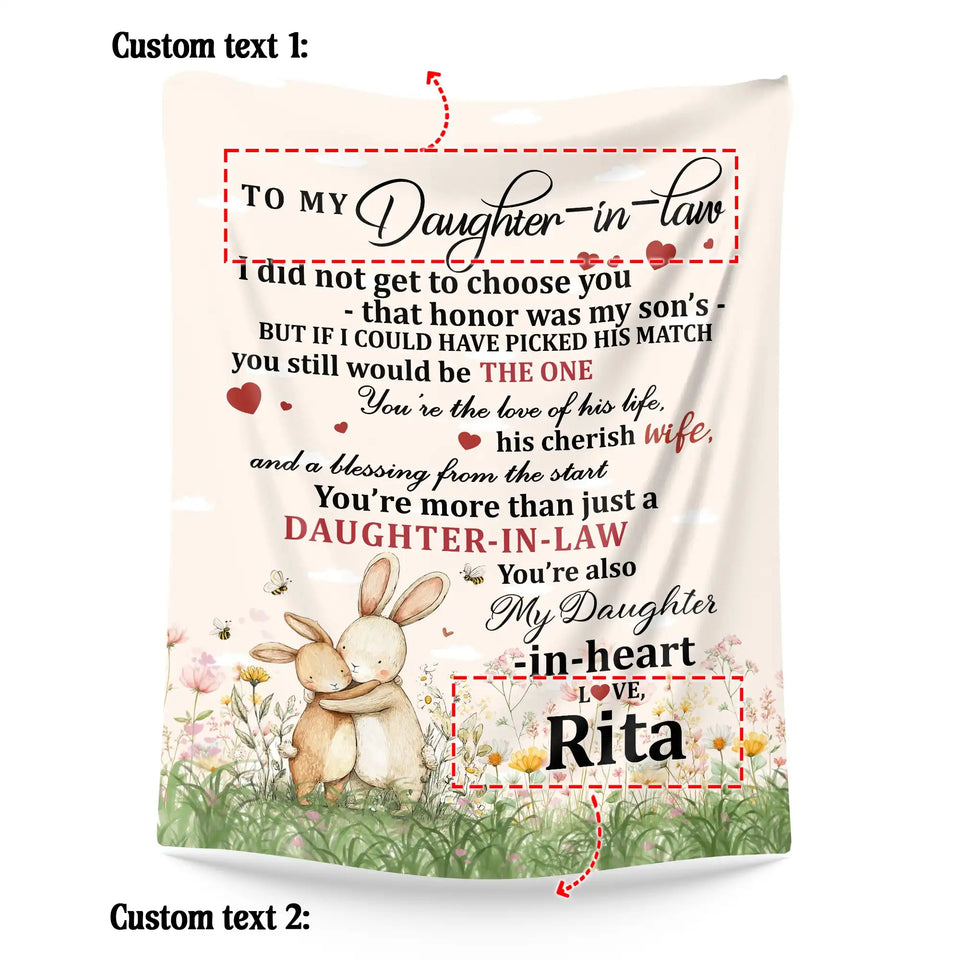 Personalized Daughter-in-Law Blanket, Custom Name Gift from Mother-in-Law